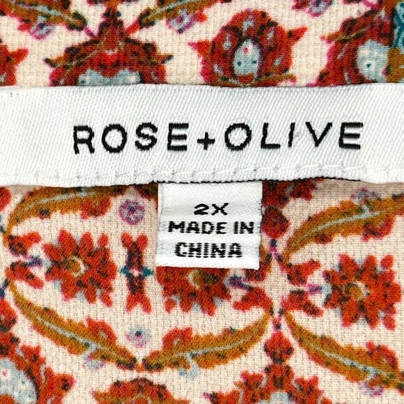 Rose & Olive Women Patchwork Cottagecore Top 2X Smocked Peasant Boho Prairie - Picture 4 of 6